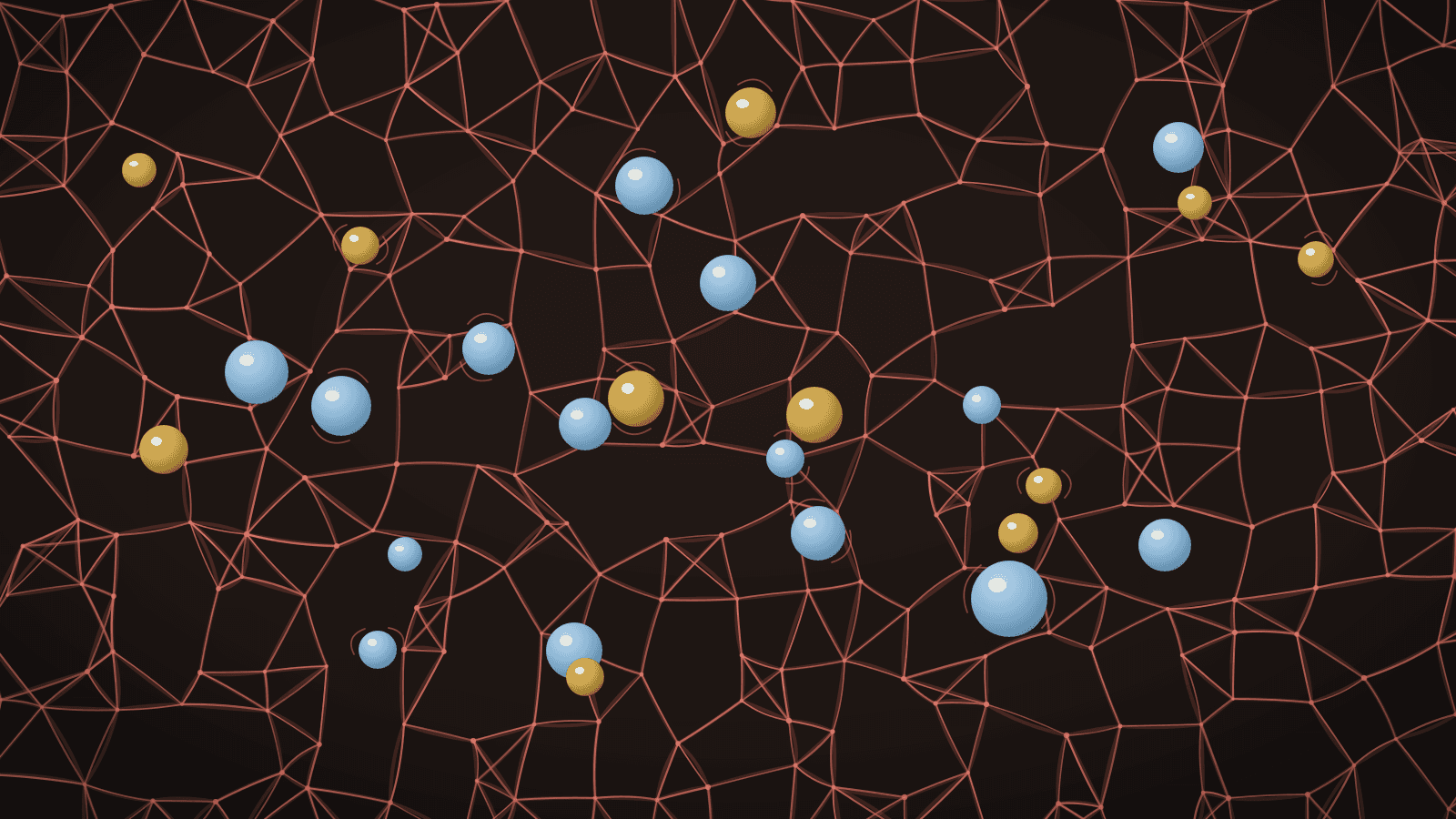Illustration of a plasma protein network holding droplets of water and fat